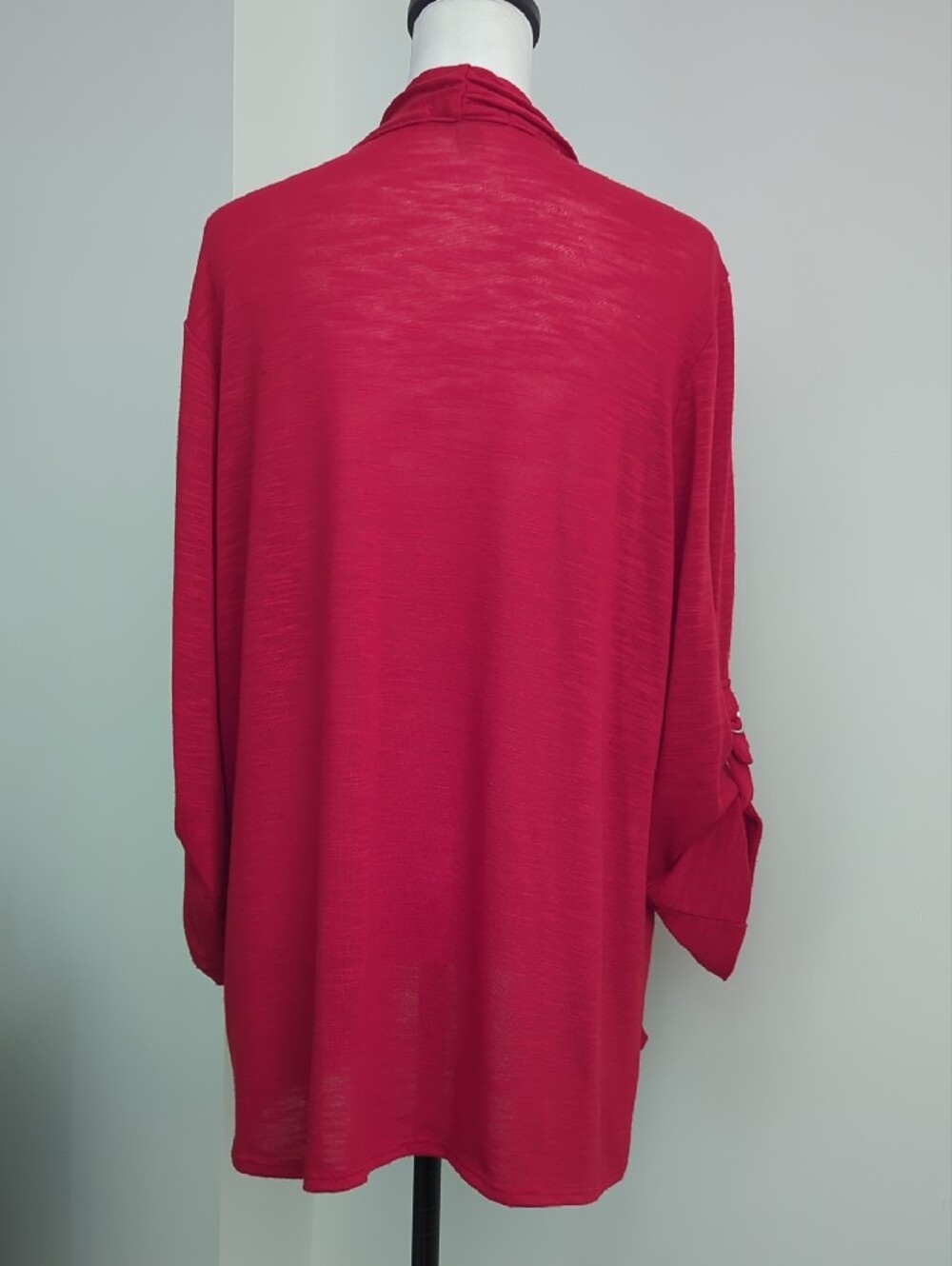 Studio Works Red Open Front Cardigan Roll Tab Sleeve XL - Picture 2 of 10